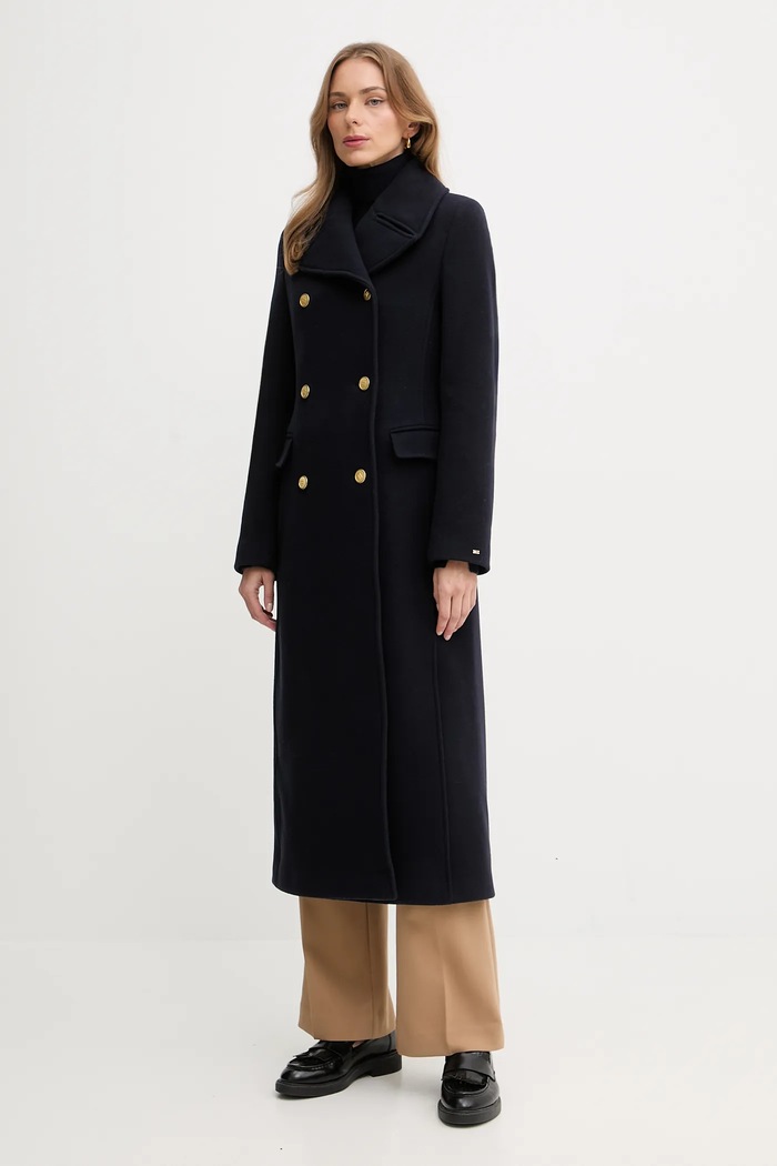 Tommy Hilfiger haină cu lână bleumarin WW0WW48415