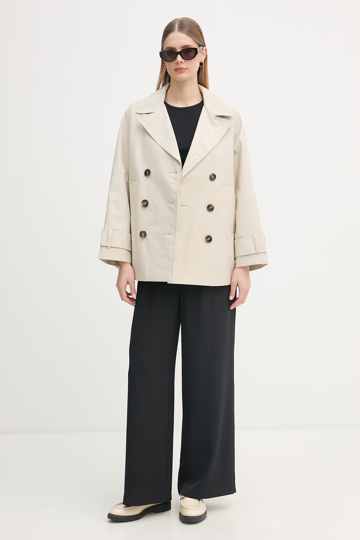 Barbour trenci scurt de femei cu bumbac Maisy LSP0235 bej SS26