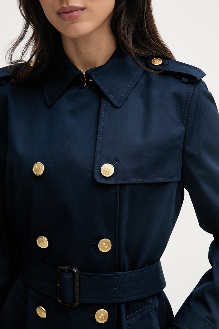Tommy Hilfiger καμπαρντίνα γυναικεία βαμβακερή WW0WW48873 σκούρο μπλε