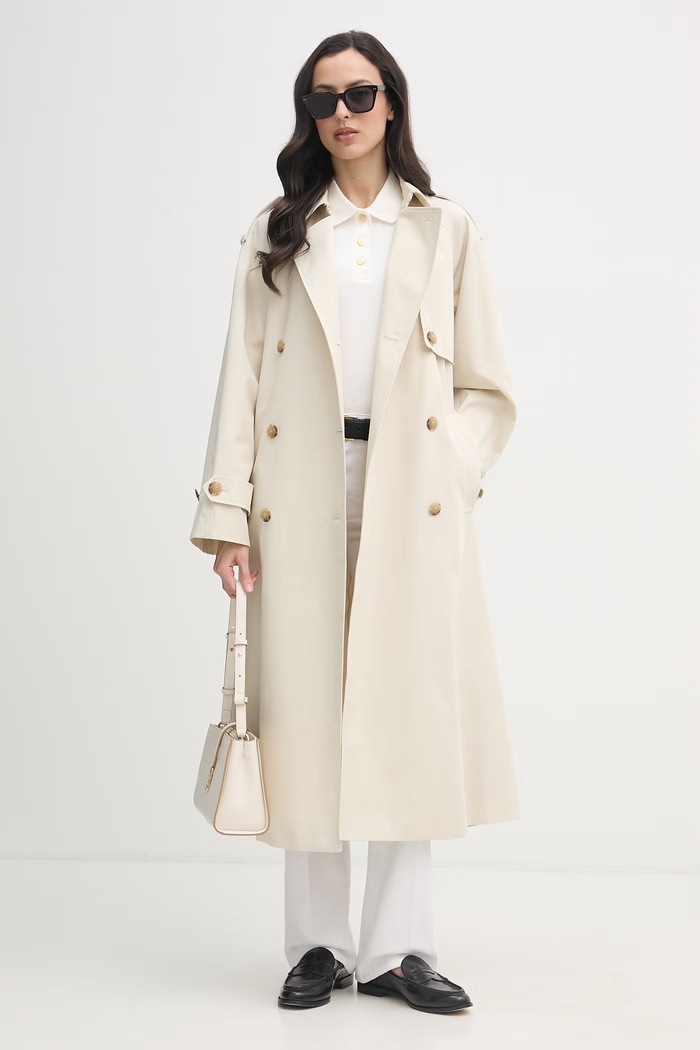 Tommy Hilfiger trenčkot dámsky bavlnený WW0WW50627 béžová SS26