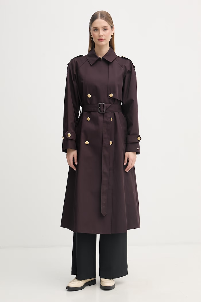 Tommy Hilfiger trenčkot dámsky bavlnený fialová WW0WW50627