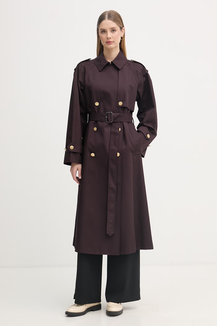 Tommy Hilfiger trenčkot dámsky bavlnený WW0WW50627 fialová SS26