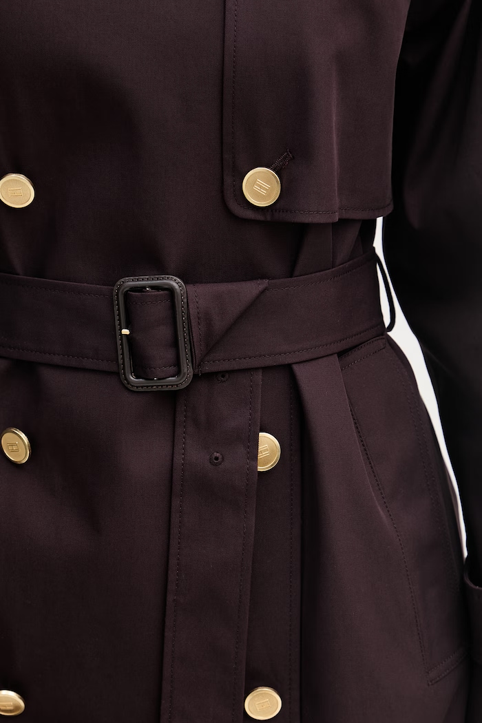 Tommy Hilfiger trenčkot dámsky bavlnený WW0WW50627 fialová