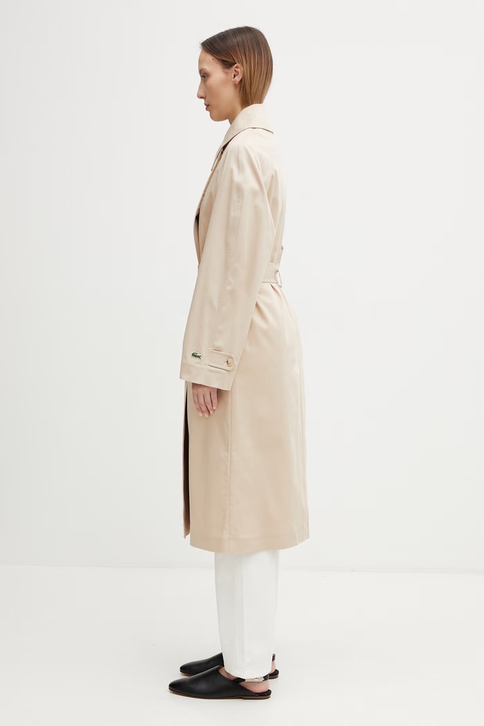 Lacoste Καμπαρντίνα με βαμβάκι γυναικεία BF9785 μπεζ SS26