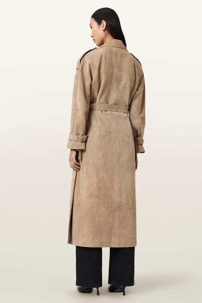 AllSaints trenčkot dámsky semišový REED SUEDE W005LE béžová SS26