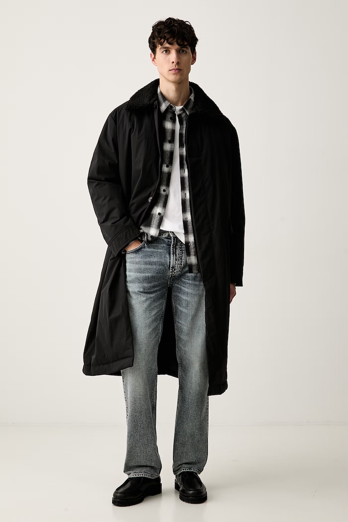 AllSaints παλτό ανδρικό με βαμβάκι M050OD μαύρο SS26