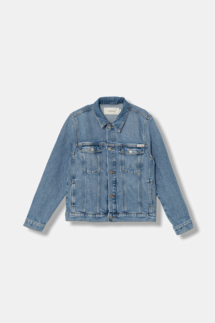 Detská rifľová bunda Calvin Klein Jeans bez kapucne modrá IU0IU00726.128.176.PPY2