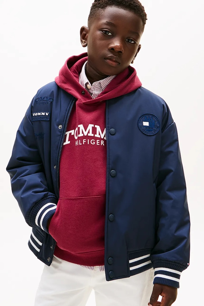 Detská bunda bomber Tommy Hilfiger bomber tmavomodrá KB0KB10079.128.176.PPY2