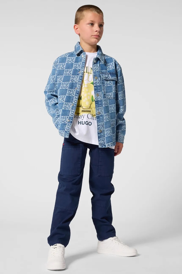 HUGO cămașă din denim pentru copii lung albastru G01004.114.150
