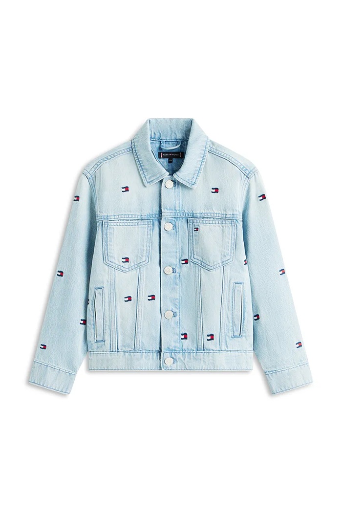 Tommy Hilfiger kurtka jeansowa dziecięca bawełniana KB0KB10397.128.176.PPY2 niebieski SS26