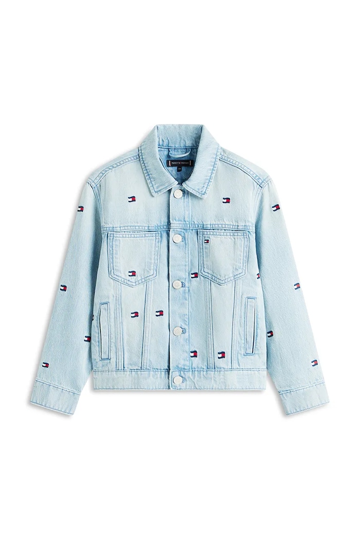 Tommy Hilfiger kurtka jeansowa dziecięca bawełniana KB0KB10397.128.176.PPY2 niebieski SS26