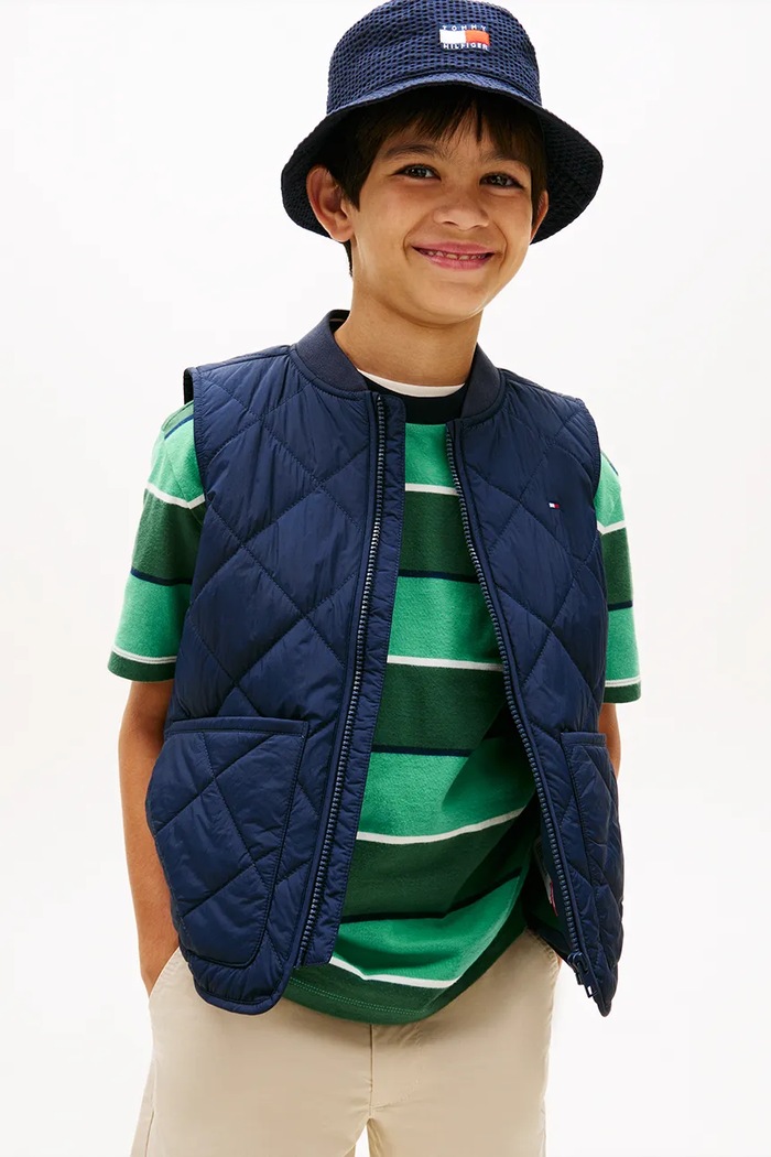 Tommy Hilfiger vestă pentru copii bleumarin KB0KB10262.128.176.PPY2