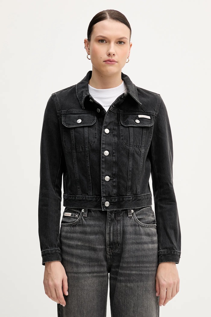 Дънково яке Calvin Klein Jeans без качулка черен LV047C658G