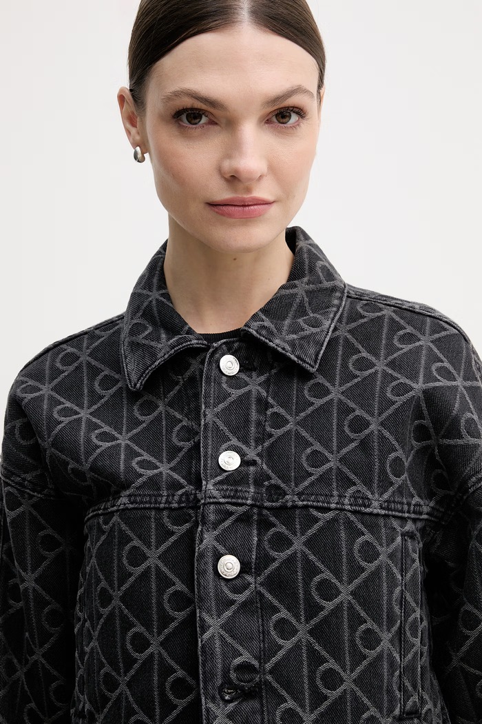 Τζιν μπουφάν Calvin Klein Jeans μαύρο LV047E621G