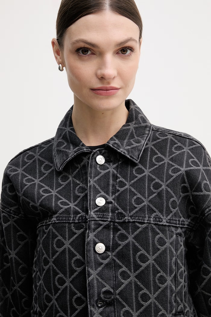 Τζιν μπουφάν Calvin Klein Jeans μαύρο LV047E621G