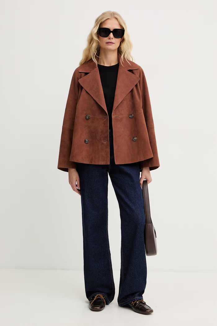 Weekend Max Mara късо женско велурено SOSPIRO 2615441011600 кафяв SS26