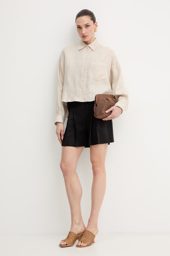 Πουκάμισο από λινό Weekend Max Mara CAPO 2615041022600 μπεζ SS26