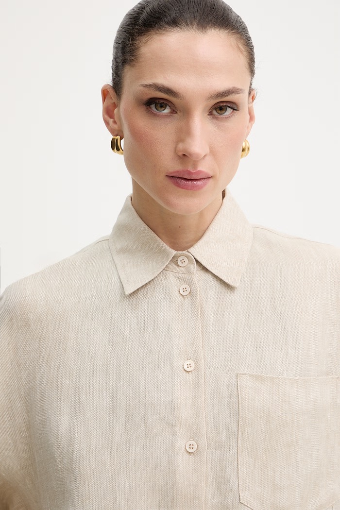 Πουκάμισο από λινό Weekend Max Mara CAPO μπεζ 2615041022600