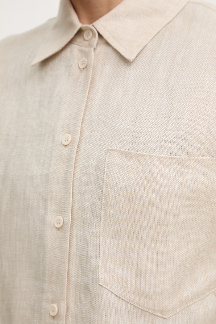 Πουκάμισο από λινό Weekend Max Mara CAPO 2615041022600 μπεζ