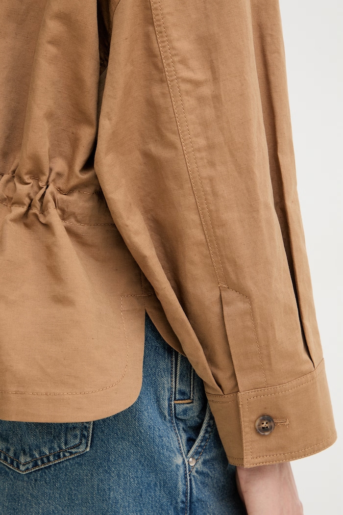 Weekend Max Mara košeľová bunda dámska s ľanom VETTURA 2615041082600 hnedá