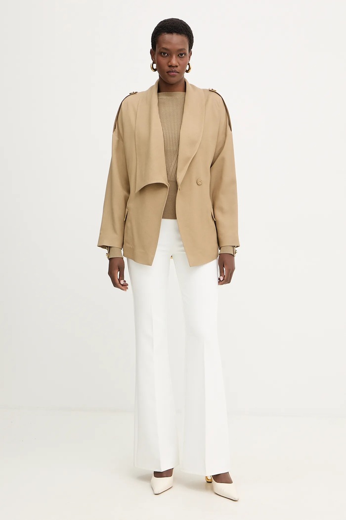 Marciano by Guess płaszcz z domieszką wełny ABBY beżowy 6RGN13.7433A