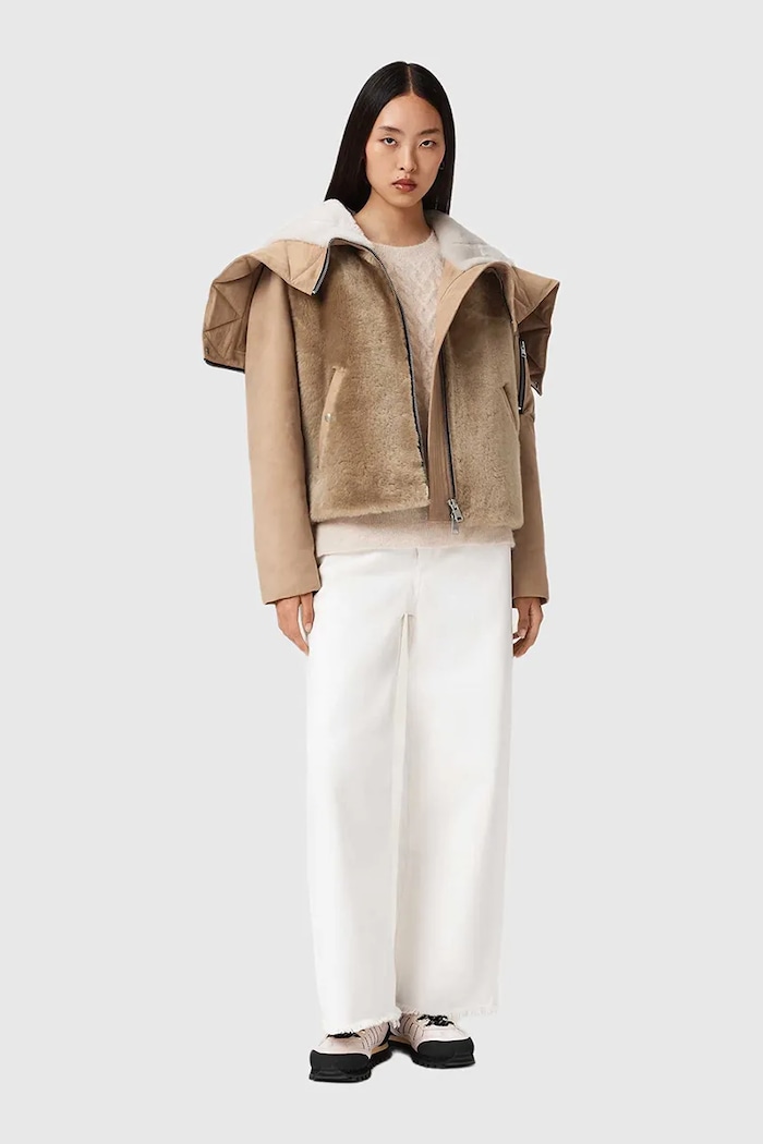 Semišová bunda AllSaints W062LD béžová