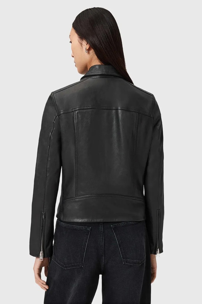 Kožená bunda AllSaints W057LD černá SS26
