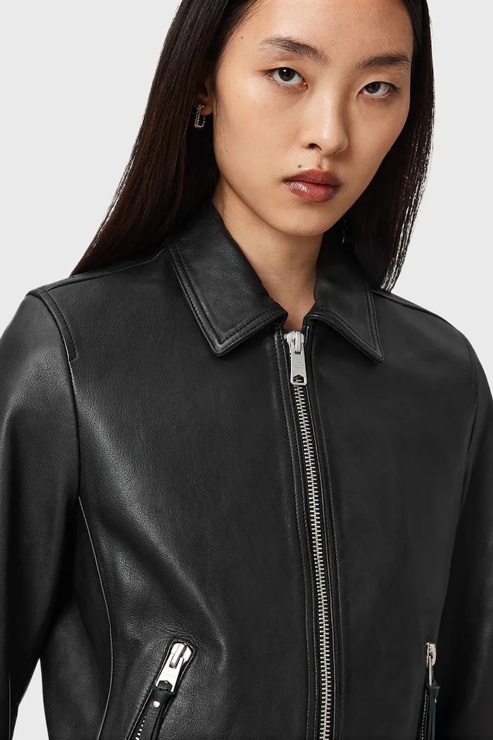 Kožená bunda AllSaints černá W057LD