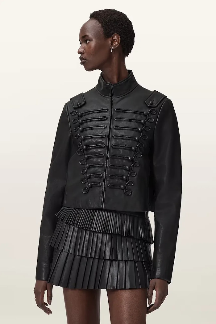 AllSaints geacă de piele cu captuseala negru W075LD