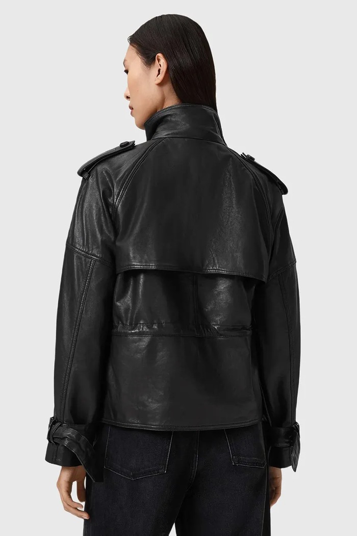Kožená bunda AllSaints W051LD černá SS26