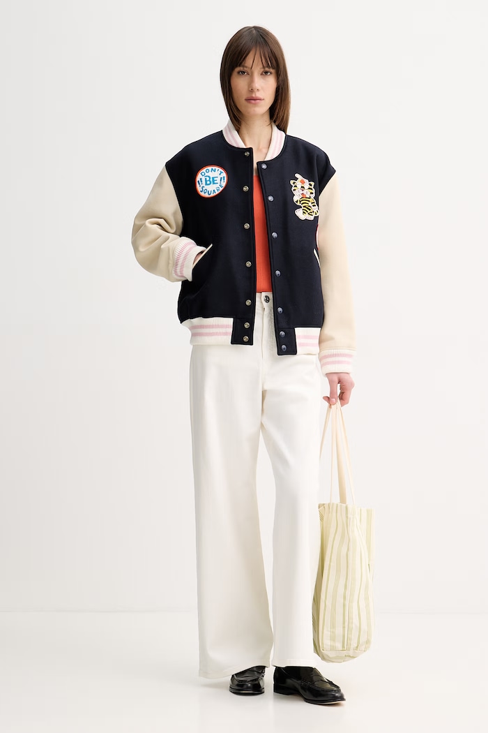 Kenzo geacă bomber pentru femei, din lână FG52BL2489ON bleumarin SS26