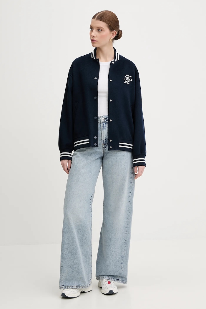 Μπουφάν bomber με προσθήκη μαλλιού Tommy Hilfiger WW0WW47760 σκούρο μπλε SS26