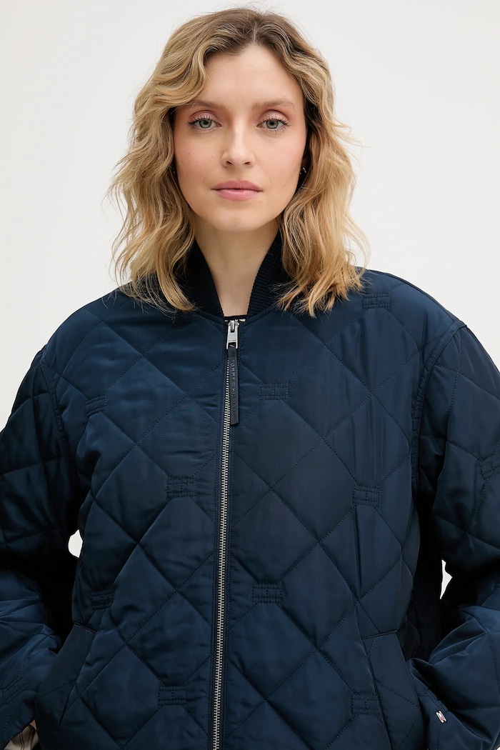 Bunda Tommy Hilfiger tmavomodrá WW0WW48691