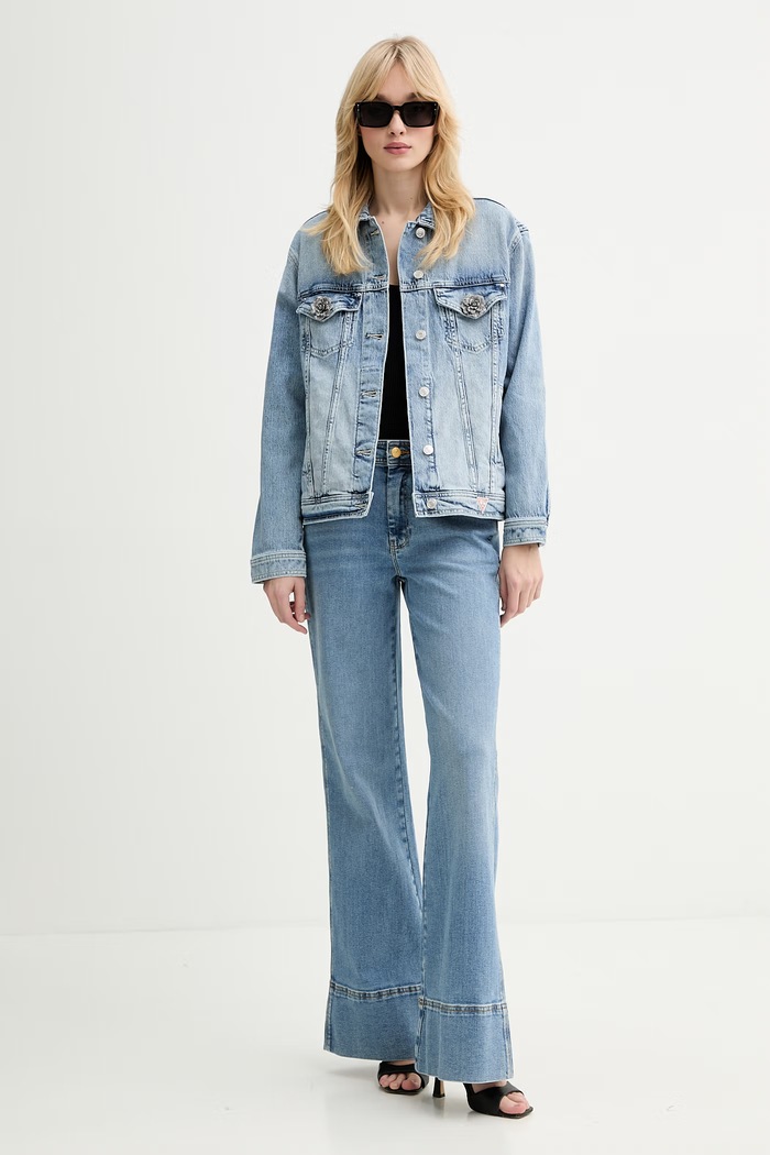 Guess jachetă pentru femei, din denim ANNA W6RN73.D6833 albastru SS26