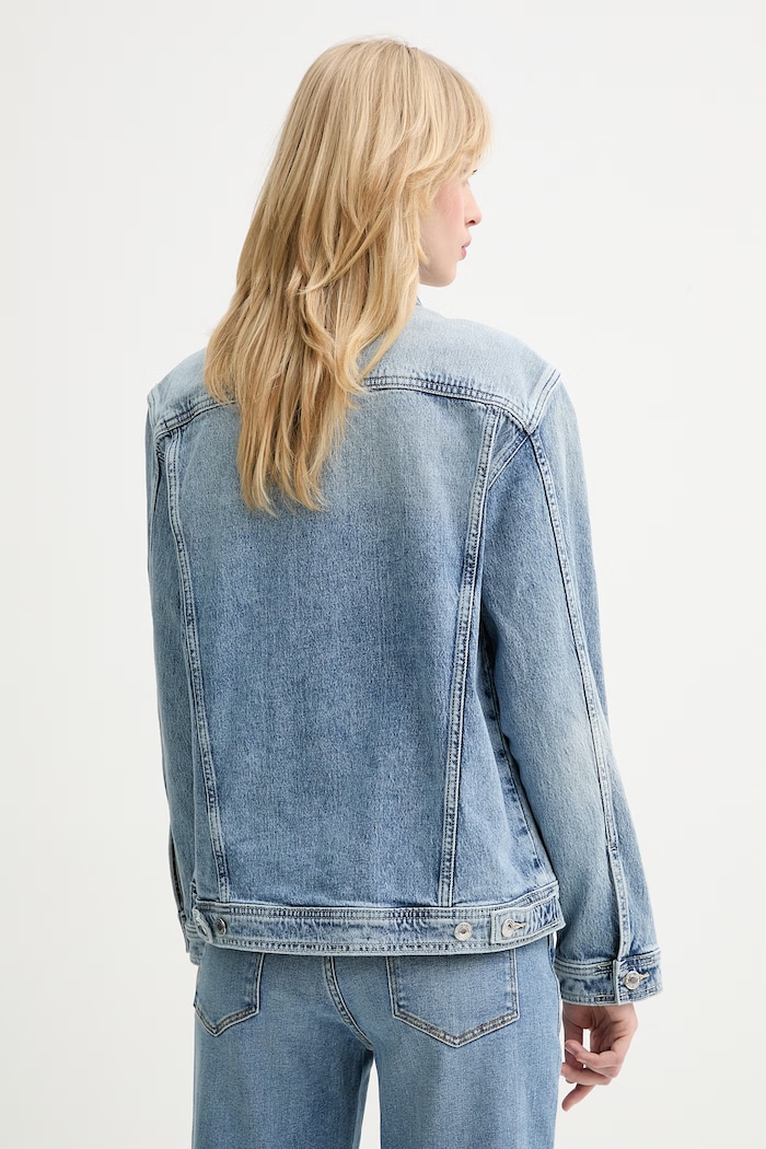 Îmbrăcăminte Guess jachetă pentru femei, din denim ANNA W6RN73.D6833 albastru