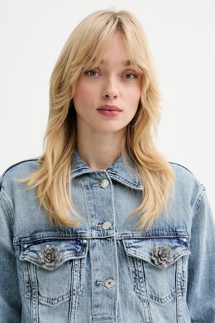 Guess jachetă pentru femei, din denim ANNA albastru W6RN73.D6833