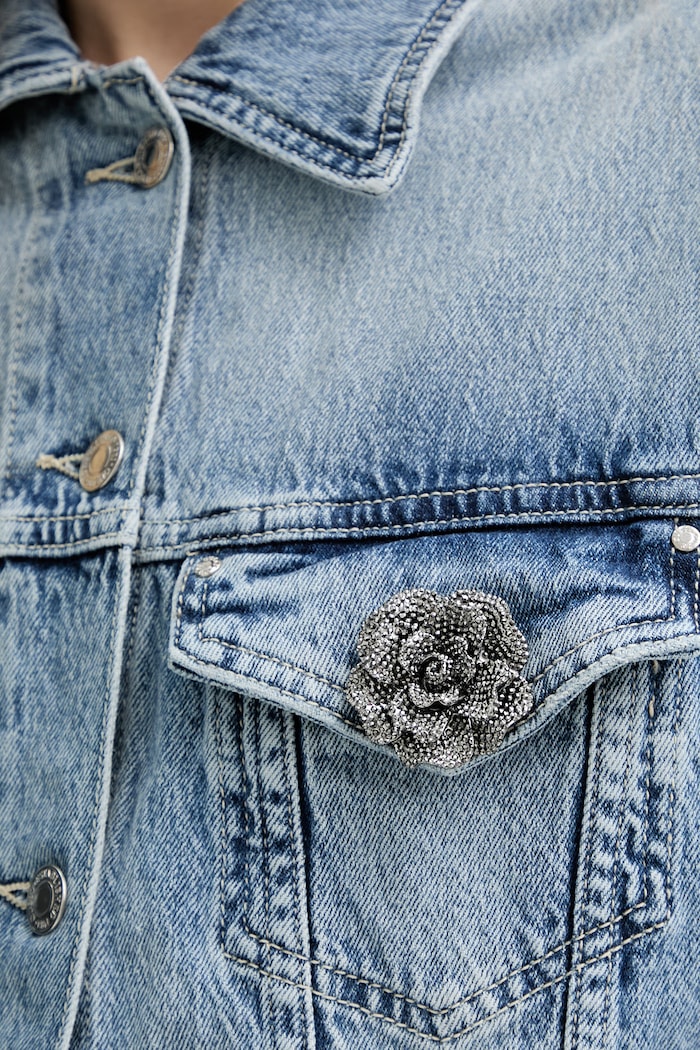 Guess jachetă pentru femei, din denim ANNA W6RN73.D6833 albastru