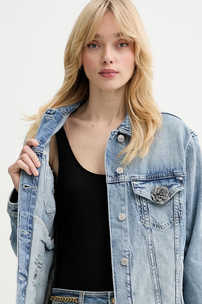 Guess jachetă pentru femei, din denim ANNA W6RN73.D6833