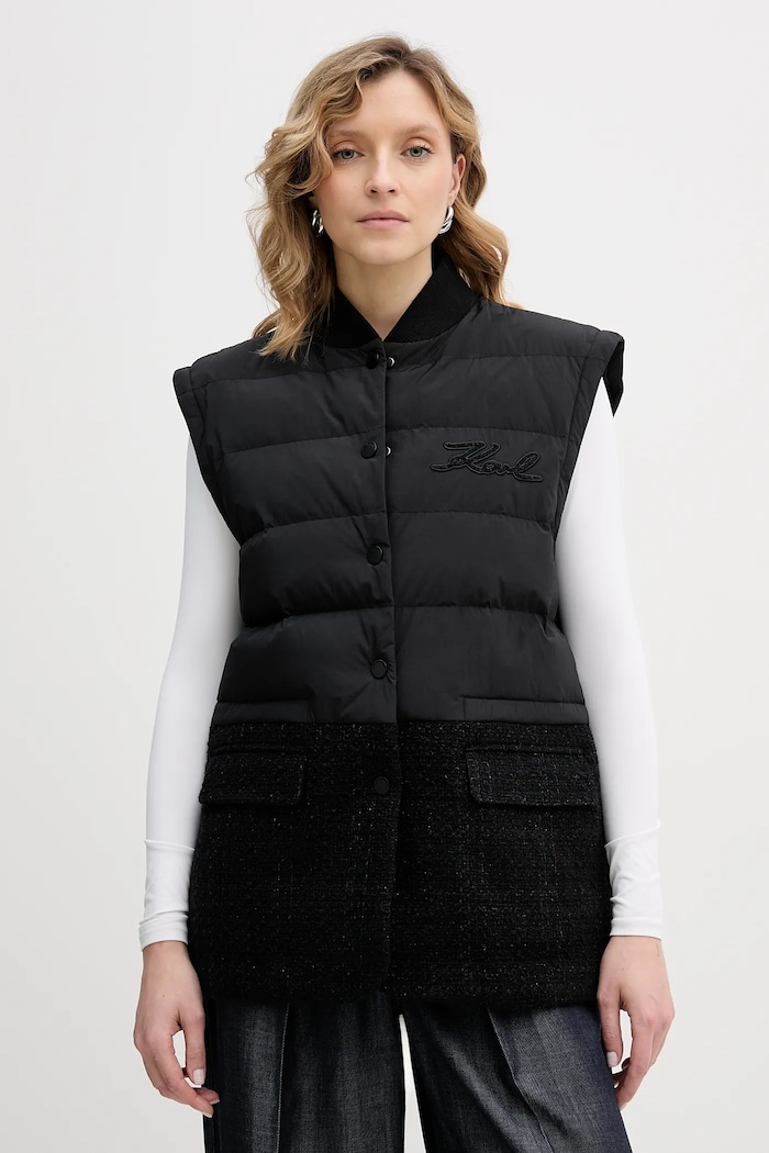 Karl Lagerfeld jachetă din amestec de lână B1W15010 negru SS26