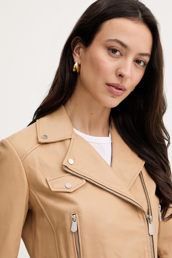 Kožená bunda Pinko béžová 106247.A32I