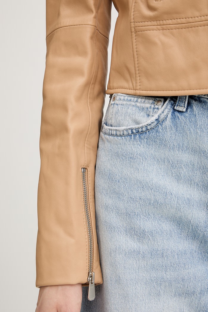 Kožená bunda Pinko 106247.A32I béžová