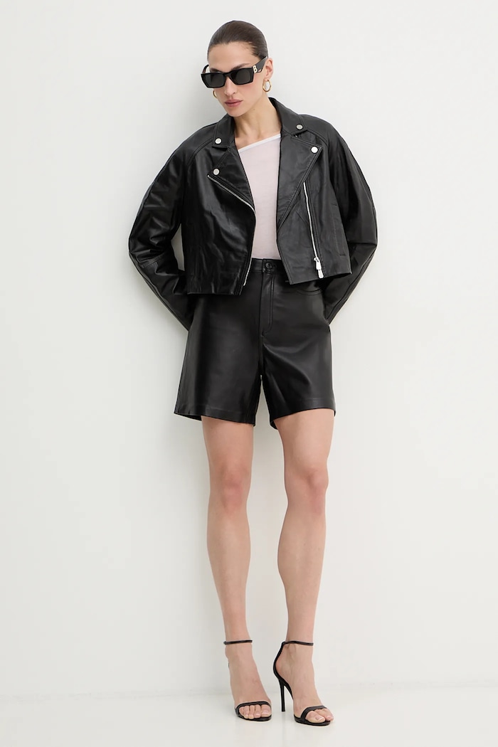 Δερμάτινο μπουφάν Pinko 106229.A31Y μαύρο SS26