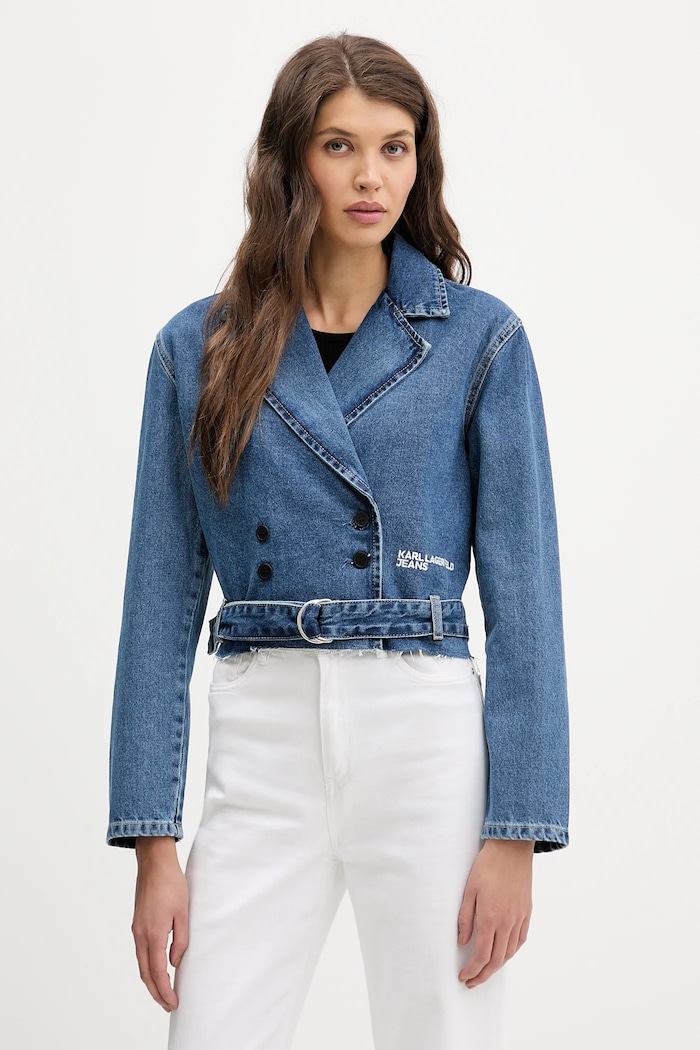 Τζιν μπουφάν Karl Lagerfeld Jeans χωρίς κουκούλα μπλε B1W14040