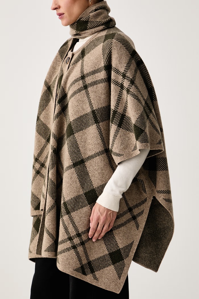 Poncho damskie z wełną Vienna Barbour LKN1734 beżowy