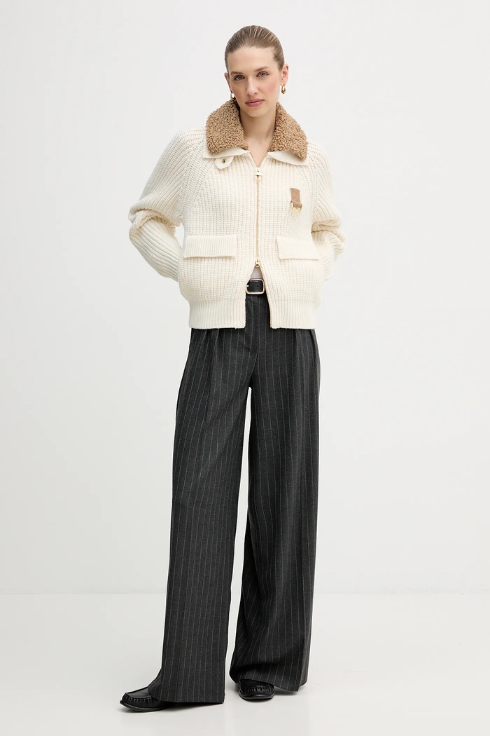 Barbour cardigan din amestec de lână Marla LKN1738 bej SS26