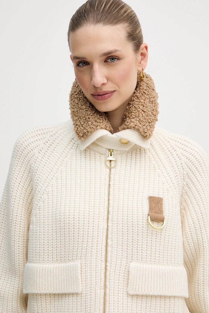 Barbour cardigan din amestec de lână Marla bej LKN1738