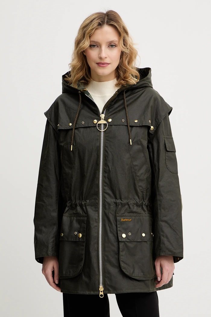 Бавовняна куртка Barbour Aberford з капюшоном зелений LWX1520