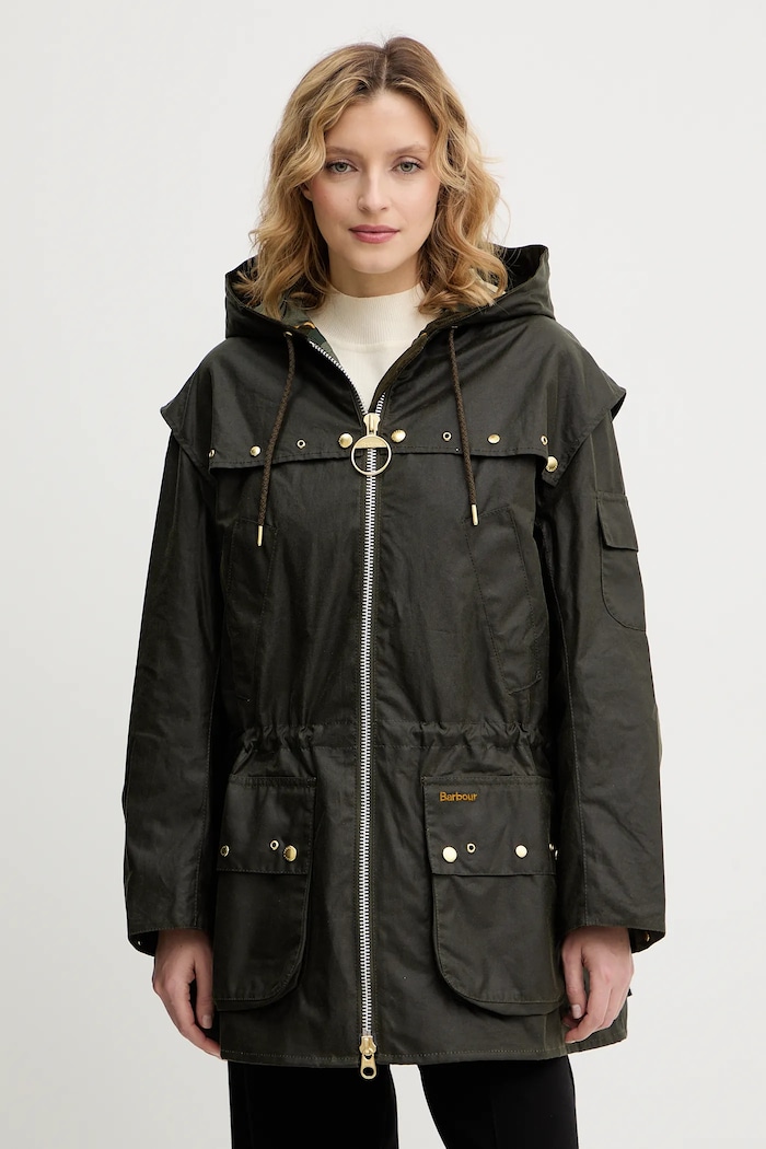 Бавовняна куртка Barbour Aberford з капюшоном зелений LWX1520