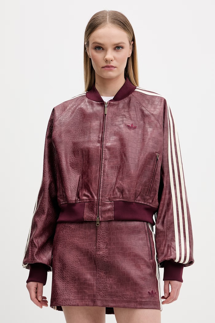 adidas Originals geacă bomber cu captuseala burgundia KD8792