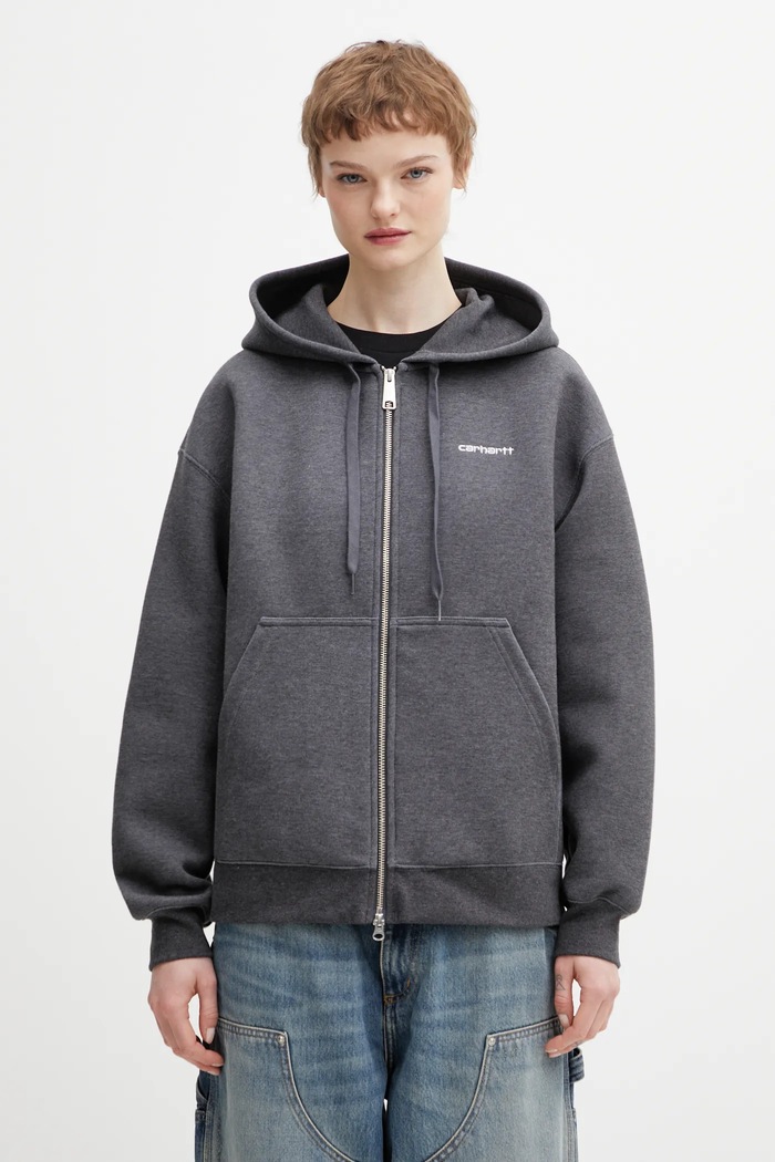 Dukserica Carhartt WIP W Hooded Alda Jacket bez uzorka siva I036028.0D2XX